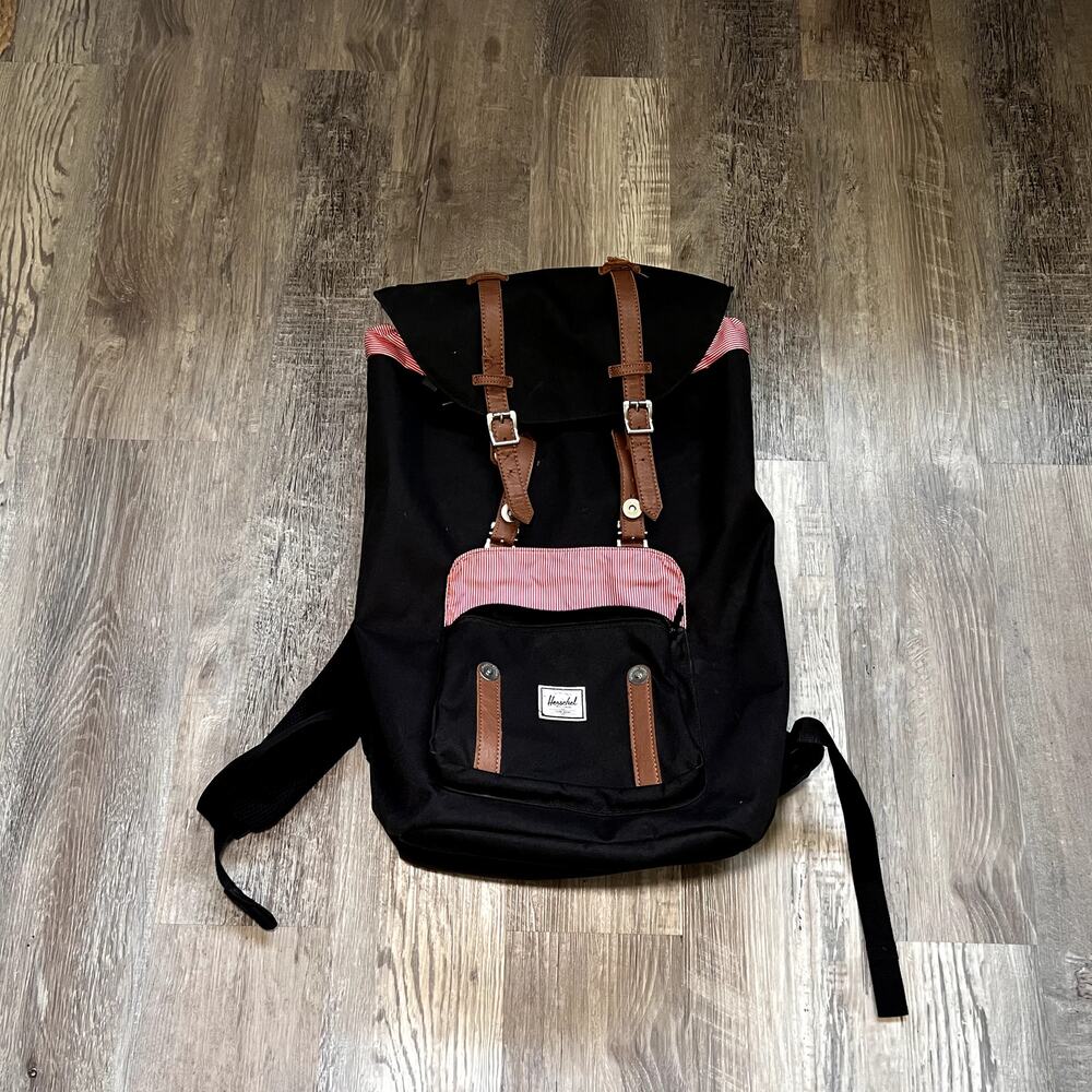 HERSCHEL Little America Backpack Laptop Bag Faux Leather Strap Flaw